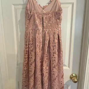 Fun prom dress pink lace - zipper needs fixing.